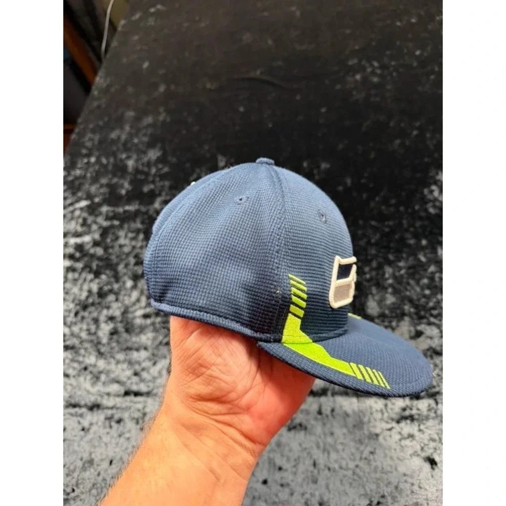 New Era 9FIFTY Seattle Seahawks Youth Snapback Hat Navy Blue Neon Green NFL Cap